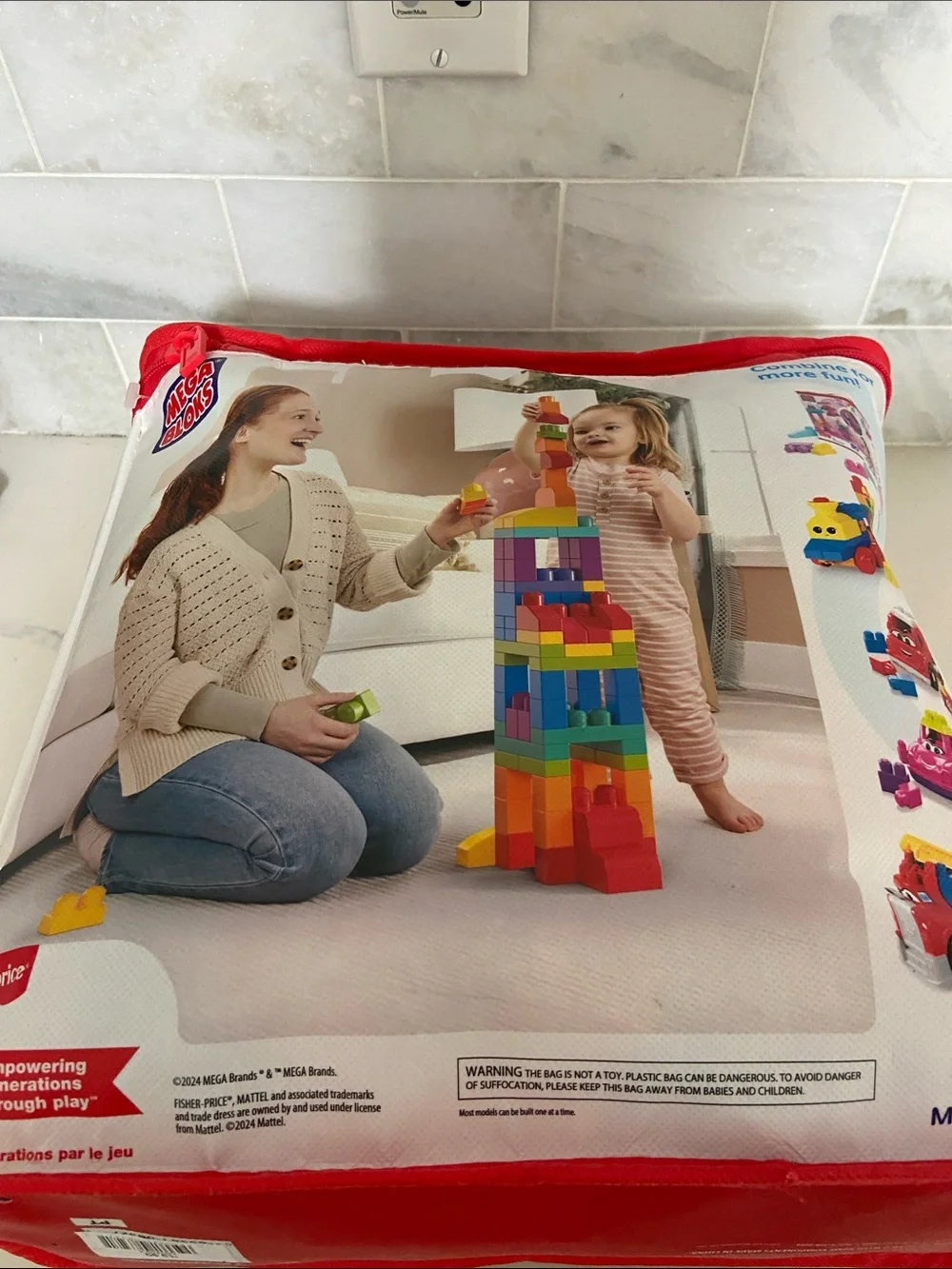 Fisher-Price Mega Bloks Building Bag - Red, Blue, Yellow, Green, Purple, Orange